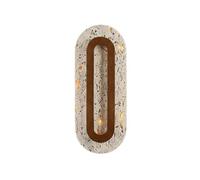 JISHUBO 11.8 Inch Oval Travertine Wall Light, Industrial Natural Stone Wall Sconce, LED Light Source Wood Wall Lamp, Restaurant Living Room Bedroom Decoration Lighting Fixtures
