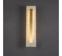 JISHUBO 19.7 Inch Rectangular Marble Wall Light, Natural Alabaster Wall Sconce, French Minimalist Style Gold Wall Lamp, Bedroom Restaurant Corridor Stairs Wall Mounted Light Fixtures