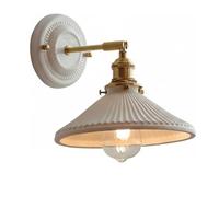 JISHUBO Creative Umbrella Shaped Wall Light, White Ceramic Wall Lamp, Nordic Style Adjustable Angle Wall Sconce, Bedroom Living Room Hallway Wall Mounted Light Fixtures