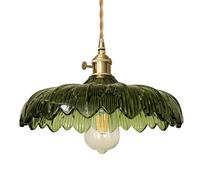 JISHUBO Green Creative Retro Style Hanging Lamp,E27 Screw Single-head Chandelier,French Personality Pendant Light,Corridor Balcony Bedroom Decorative Lighting Fixtures