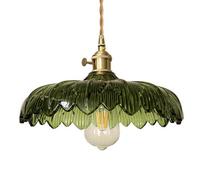 JISHUBO Green Glass Creative Retro Style Pendant Lamp,E27 Light Source Single-head Chandelier,American Personality Hanging Light,Corridor Porch Bedroom Decorative Lighting Fixtures