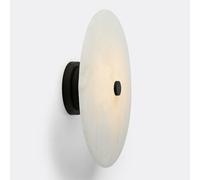 JISHUBO Modern Industrial Style Wall Light, 7.8 Inch Natural Alabaster Wall Sconce, LED Light Source Round Marble Wall Lamp, Living Room Bedside Corridor Decoration Light Fixtures