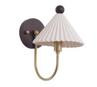 JISHUBO Nordic Minimalist Style Wall Light, Hardwired Flush Mount Wall Lamp, Umbrella Shaped White Ceramic Wall Sconce, Bedroom Living Room Balcony Wall Mounted Lighting Fixtures