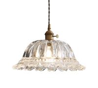 JISHUBO Nordic Retro Style Chandelier,E27 Base Ceiling Lighting Fixtures,Creative High Light Transmission Brass Glass Pendant Lamp,Restaurant Bar Coffee Shop Decoration Hanging Light