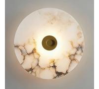 JISHUBO Round 7.8 in Marble Wall Light, French Minimalist Style Wall Lamp, LED Light Source Hardwired Wall Sconce, Bedroom Dining Room Hallway Wall Mounted Light Fixtures