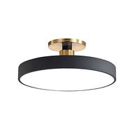 JISHUBO Round Wrought Iron Ceiling Lamp, LED Flush Mount Ceiling Light, Three-color Dimming Ceiling Light, Surface Mount Ceiling Light Fixture, Acrylic Lampshade Flat Lamp