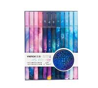 Jisomin 12pcs Constellation Gel Ink Pens, Creative Galaxy Pens, 0.5mm Extra-Fine Ballpoint Pen, Promotional Gift Stationery School Office Supply (Black Ink)