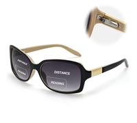 JiSoo Reading Sunglasses 2.0 Bifocal Sunglasses for Women, Retro Square Sun Readers with Spring Hinge,Black