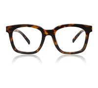 JiSoo Square Reading Glasses Women Men 2.75, Oversized Ladies Reading Glasses Tortoise Shell Readers with Spring Hinge, Tortoise