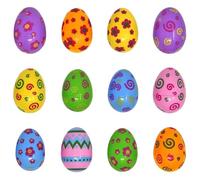 JISRKP 12 Pcs Plastic Easter Eggs, Colourful Fillable Easter Eggs Decorations, Easter Decorations For Egg Hunt, Easter Eggs Bulk, Easter Basket Stuffers Fillers for Fill With Easter Gifts Candy Toy
