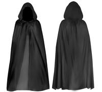 JISRKP 140CM Black Cloak Ghostface Costume Black Cape Wizard Costume Adult Voldemort Costume Grim Reaper Vampire Witch Carnival Halloween Adult Wizard Costume, Suitable for Adults and Teenagers