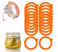 JISRKP 18 PCS Orange Silicone Jar Seals, Airtight & Waterproof, Standard Size, Snap Closure, Jar Seal Replacement