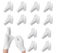 JISRKP 24Pcs (12 Pair) Premium White Cotton Gloves, Care Cotton Gloves, Soft and Resuable White Works Glove, Waiters Serving Glove, for Coin Jewelry Silver Inspection, Dry Hands, Beauty