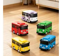 JISRKP 5Pcs Buses Set, Pull Back Bus, Durable Plastic Bus, with Smooth Wheels, Fun for everyone