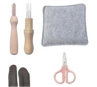 JISRKP 5Piece Felting Kit, 5.9 x 4.92in Needle Felting Pad, Natural Wool Needled Pad, with 2 Felt Needle, A Pair Finger Cots, Scissors, Starter Kit Needle Tools and Supplies