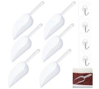 JISRKP 6 Pcs Multi-Purpose Kitchen Plastic Scoops, White, Food Scoop, Scoop, 6 Count, Plastic, Ideal for Ice Cream, Flour, Sugar, Coffee Beans, Melon Seeds, Bar, Party, Wedding Buffet