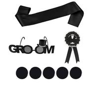 JISRKP 8-Piece Groomsmen Set - Black & Gold Groom Sash, Badge, Glasses & Pins, Perfect for Stag Do and Groom to Be Occasions, For Men Bachelor Party Accessories For The Last Night Before The Wedding
