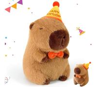 JISRKP Capybara Plush, Cute Capybara Teddy, 25cm/9.84in Capybara Gifts, Cute Stuffed Animal For Boys And Girls At Birthday Halloween Decoration, Capybara Plush with Birthday Hat