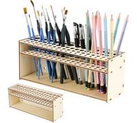 JISRKP Wooden Paint Brush Holder - 67 Hole Citadel Paint Rack for Model Making, Warhammer, and Craft Brush Storage - Wall-Mounted or Desktop Paint Organiser for Brushes, Pens, and Makeup Tools