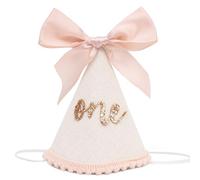 Jissoo 1st Birthday Hat With Bow - Sweet One Birthday Party Decorations,Glitter Number Cone Hat Photo Props,Little Princess Pink Bow Party Hat,First Birthday Cake Smash (one)