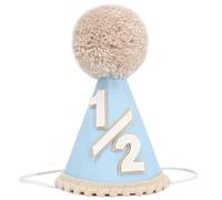 Jissoo Blue 1/2 Birthday Hat - Rustic Six Months Birthday Decorations,Half Way To One Party Hat Photo Props,Little One Half Cake Smash Decorations,1/2 Blue Hat Outfit
