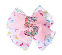 Jissoo Hair Clip - 1st Birthday Pink Bow Party Decorations, Confetti Ice Cream for Girls, 5th Baby Girls Hair Bow, Hair Clip