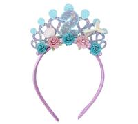 Jissoo Mermaids 2nd Birthday Hairband for Babys - Purple Flower Birthday Hairband for Two Years Old Party Decors,Baby Girl Purple Headband (2nd mermaids)