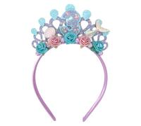 Jissoo Mermaids 3rd Birthday Hairband for Babys - Purple Flower Birthday Hairband for Three Years Old Party Decors,Baby Girl Purple Headband (3rd mermaids)