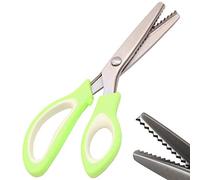 JISTL Pinking Shears for Fabric 9.5inch Zig Zag Sewing Scissors | Ultra Sharp Stainless Steel Handled Professional Dressmaking Sewing Scissors Zig Zag Fabric Craft Scissors (White&Green)