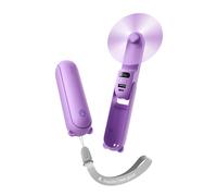 JISULIFE 3-in-1 Handheld Fan, 2500mAh Rechargeable Battery, LED Digital Display, 24H Max Running Time & 3 Cooling Levels, Power Bank & Flashlight, Purple