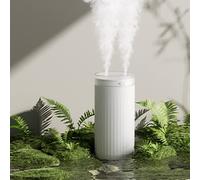 JISULIFE 500ml Portable Mini Humidifier, Personal Cool Mist for Bedroom, Dual Mist Ports, Auto Shut-Off, Quiet Desk Humidifier for Baby, Bedside, Travel, Plant, Car - White