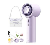 JISULIFE AromaCool Fan with 30H Battery, PU Leather, Aroma Diffuser | 100-Speed Turbo, USB Rechargeable, Portable Handheld Fan for Travel, Outdoor, Gifts for Women & Men-Misty Purple (Pro1 Mini)