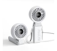 JISULIFE Handheld Fan Life7 - Ultimate Flexibility: High-Power Motor, LED Display, 5000mAh Rechargeable, 5-Speed, Foldable Design, 3-IN-1 Portable Hand/Desk/Neck Fan for Travel, Gift for Women (Grey)