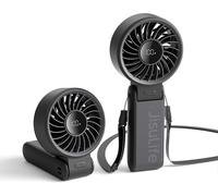 JISULIFE Handheld Fan Life7 - Ultimate Flexibility: Wide & Strong Airflow, 19.5H Max Cooling, 5000mAh Rechargeable, 5-Speed, LED Display, 3 IN 1 Po