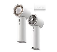 JISULIFE Handheld Fan Pro1 Mini - Refined Utility: Elite PU Leather, 30 Hour Cooling Power, Aroma Pod, 100-Speed Precision, Portable Fan for Travel, Outdoor, Concerts, Gifts for Women Men - White