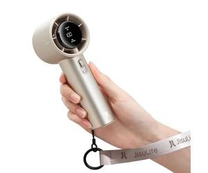 JISULIFE Handheld Fan Pro1S - Next-Gen Airflow: Up to 40h Runtime, Metal Body - Enduring Quality, 1-100 Speed Scroll Wheel, 5000mAh-Portable Fan for Travel, Gifts for Women Men(Amber Gold)