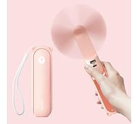 JISULIFE Handheld Fan with 4500 mAh Powerbank Max 37 Hours Runtime, Personal Portable Fan Pocket USB Powered Folding and Mini Rechargeable Quiet -Pink