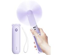 JISULIFE Handheld Fan with 4500 mAh Powerbank Max 37 Hours Runtime, Personal Portable Fan Pocket USB Powered Folding and Mini Rechargeable Quiet -Purple