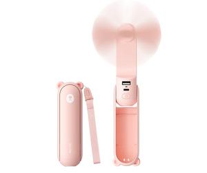 JISULIFE Handheld Mini Fan, 3 IN 1 USB Rechargeable Portable Fan [12-19 Working Hours] with Power Bank, Flashlight, Pocket Design for Travel/Summer/Concerts/Lash, Gifts for Women (Pink)