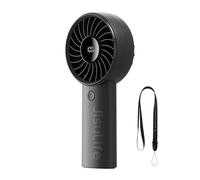 JISULIFE Handheld Portable Fan with Powerful Motor,LED Display,5000mAh Battery,5 Wind Speeds,Lanyard; USB Rechargeable Hand held Fan; Summer Essentials for Travel,Beach,Makeup,Concerts-Black