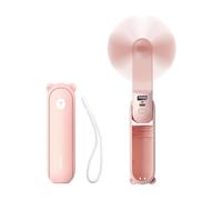 JISULIFE Mini Handheld Fan, 3-in-1: Personal Fan, 2000 mAh Rechargeable Power Bank, Flashlight, Pocket Design for Outdoors, Pink