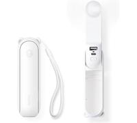 JISULIFE Mini Handheld Fan, 3 in 1 (Personal Fan/2000mAh Rechargeable PowerBank/Flashlight) Pocket Design for Outdoors, White
