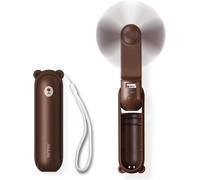 JISULIFE Mini Handheld Fan, 3 in 1 (Personal Fan/2000mAh Rechargeable PowerBank/Flashlight) Pocket Design for Outdoors, Brown