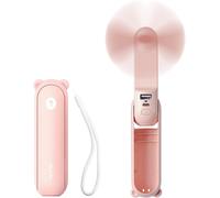 JISULIFE Mini Handheld Fan, 3 in 1 (Personal Fan/2000mAh Rechargeable PowerBank/Flashlight) Pocket Design for Outdoors, Pink