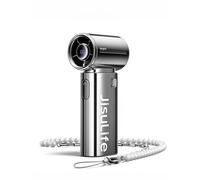 JISULIFE Mini Handheld Fan 9S - Sl hrome: Turbo Power, 22 Hours Cooling, LED Display, 5000mAh, 5-Speed, Small Portable Fan for Travel, Cruise, Concerts, Trendy Gifts for Women Men - Chrome