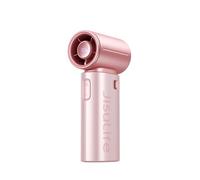 JISULIFE Mini Handheld Fan 9S - Sl hrome: Turbo Power, 22 Hours Cooling, LED Display, 5000mAh, 5-Speed, Small Portable Fan for Travel, Cruise, Concerts, Trendy Gifts for Women Men-Pink