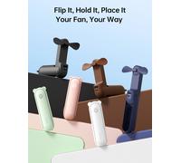 JISULIFE Portable Fan Mini Handheld Fan USB 4500mAh Recharge Hand Held Small 3 in1 Pocket Fan with Power Bank Flashlight Feature 2000mAh brown F8