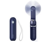 JISULIFE Portable Handheld Fan, 3 In 1-Fan, Power Bank, Flashlight, Blue | Mini Cooling Essential for Outdoor, Small, On-the-Go Pocket Hand Design, 19 Hours, Auto Shut-Off Safety Soft Blade