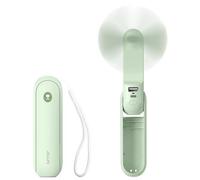 JISULIFE Portable Handheld Fan, 3 In 1-Fan, Power Bank, Flashlight, Green | Mini Cooling Essential for Outdoor, Small, On-the-Go Pocket Hand Design, 19 Hours, Auto Shut-Off Safety Soft Blade