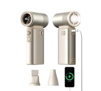 JISULIFE Portable Handheld Fan 5 IN 1, 100 Speed, 9000mAh Max 25 Hrs Mini Fan Rechargeable 18W Power Bank with Flashlight, Ultra Motor, Metal Shell Multi-Function Travel Gifts for Women Men-Brown